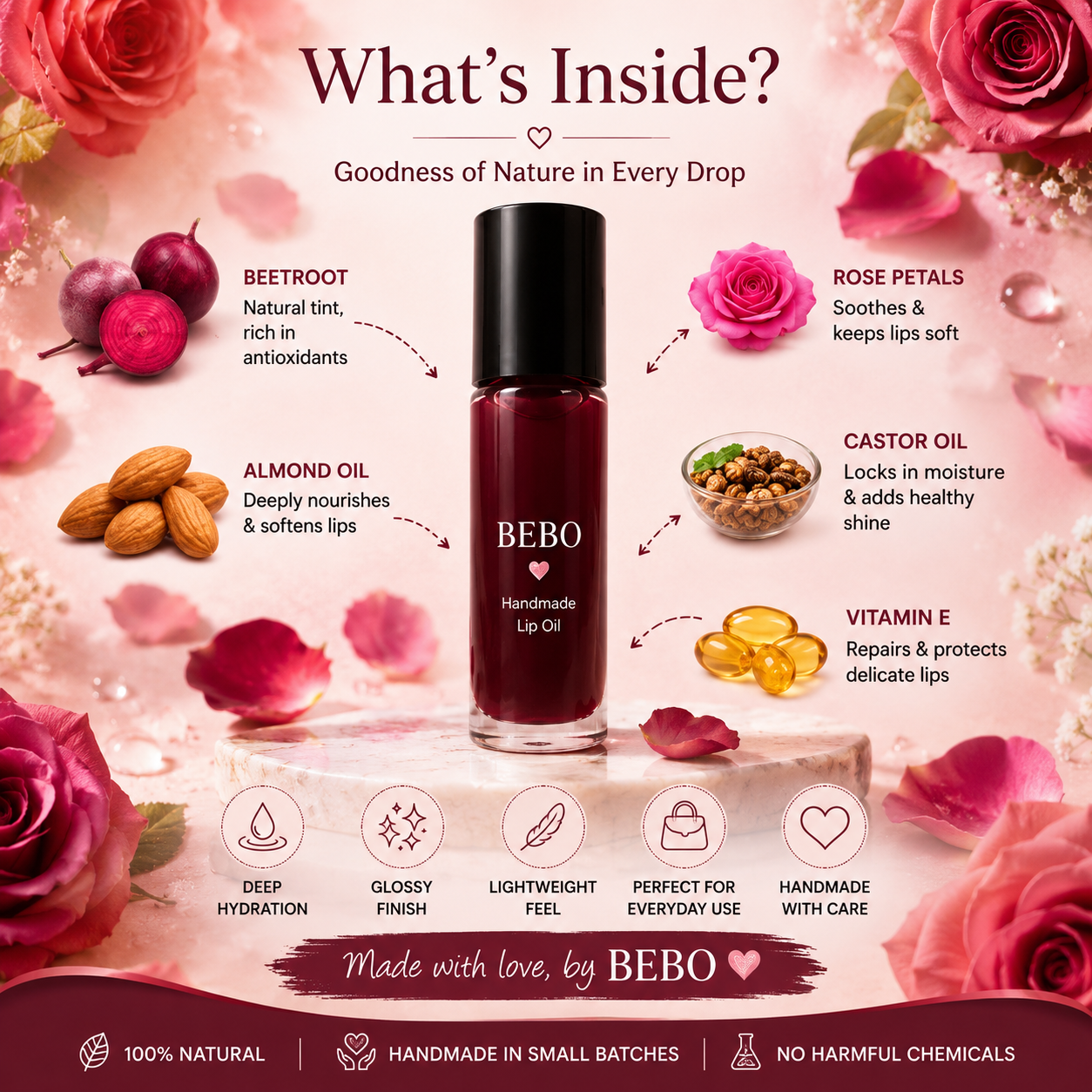 BEBO Home Made Natural Lip Oil (Pack of 5)