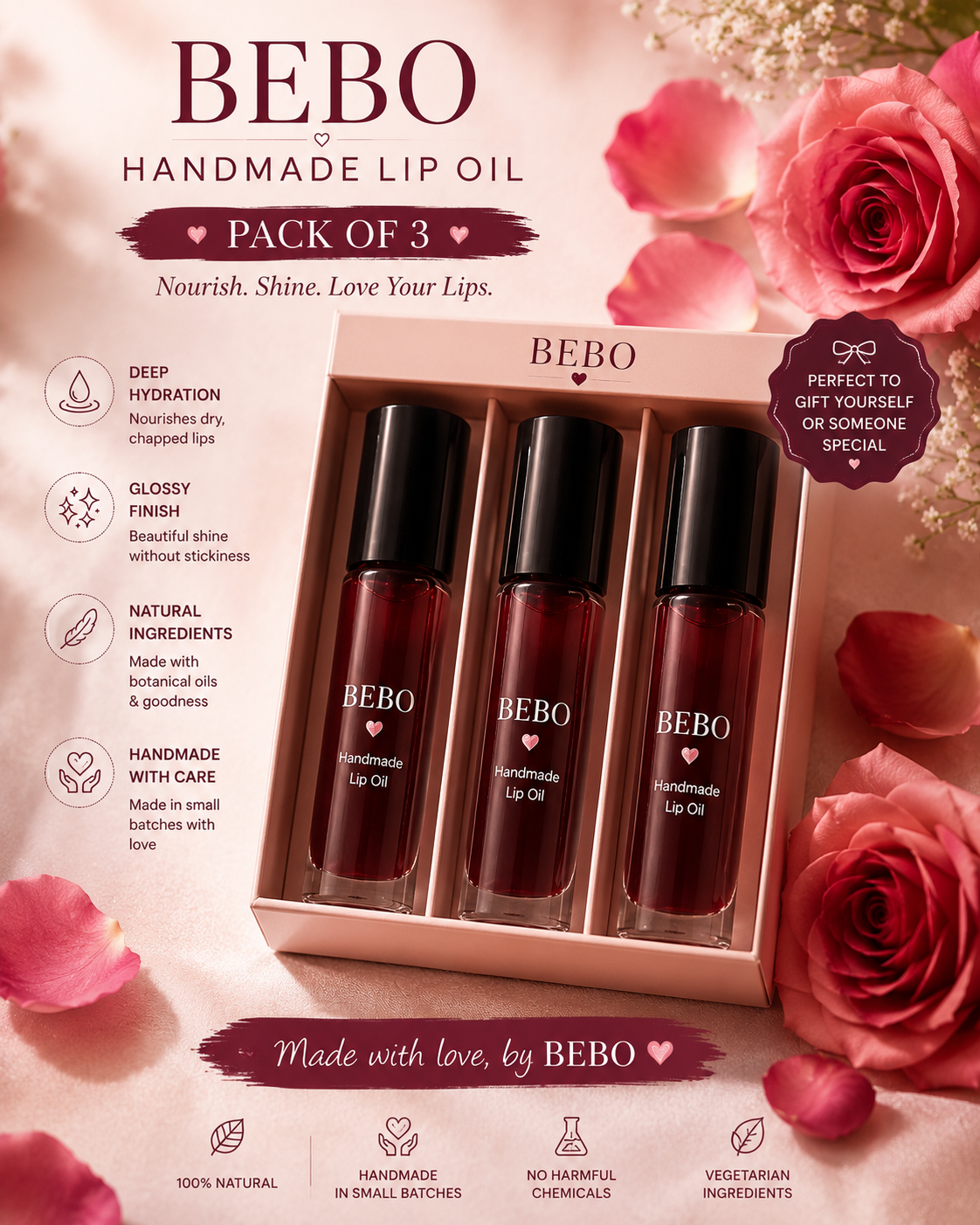 BEBO Home Made Natural Lip Oil (Pack of 5)