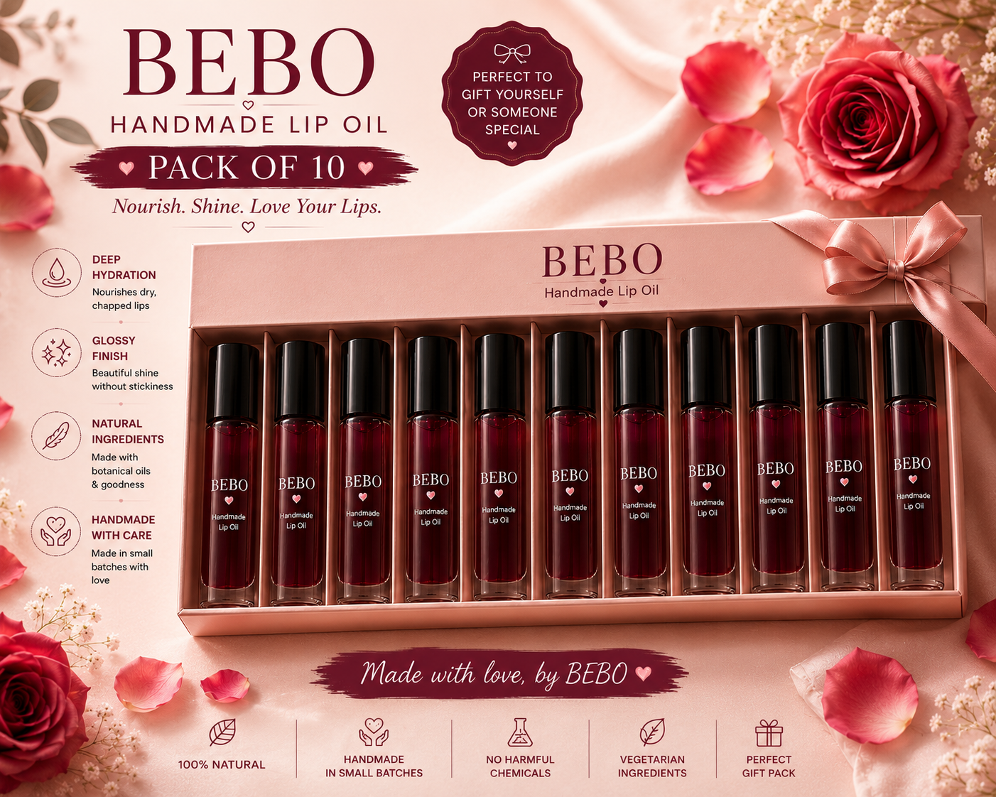 BEBO Home Made Natural Lip Oil (Pack of 5)