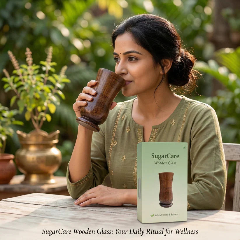 Vijaysar Glass Wooden Tumbler for Diabetes Control BUY 1 GET 2